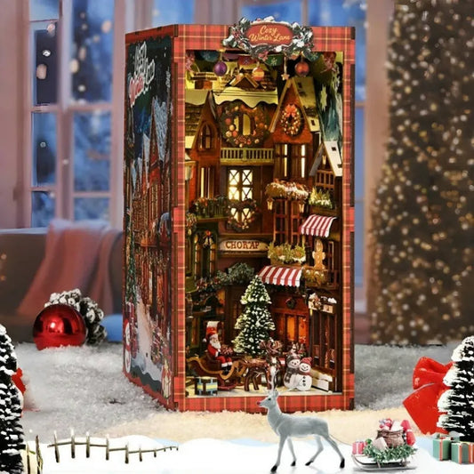 Side view of the Book Nook - Christmas Street Corner with clearly visible elements