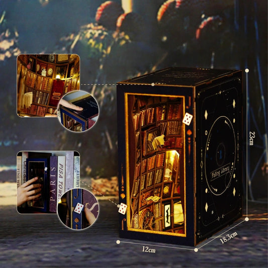 Side view of the Book Nook - Falling Library with clearly visible elements