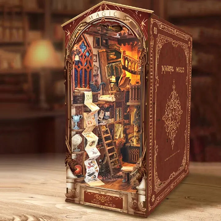 Magic World: Mystical Miniature Scene Bookshelf Art LED Book Nook Kit-CraftoyX