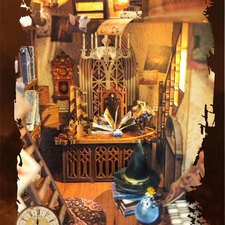 Magic World: Mystical Miniature Scene Bookshelf Art LED Book Nook Kit-CraftoyX