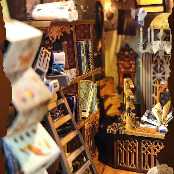Magic World: Mystical Miniature Scene Bookshelf Art LED Book Nook Kit-CraftoyX