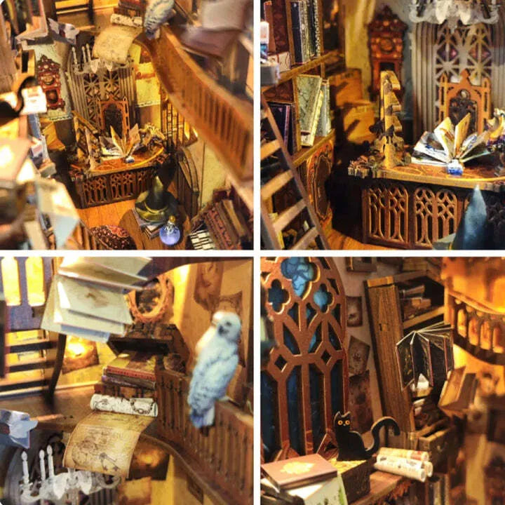 Magic World: Mystical Miniature Scene Bookshelf Art LED Book Nook Kit-CraftoyX