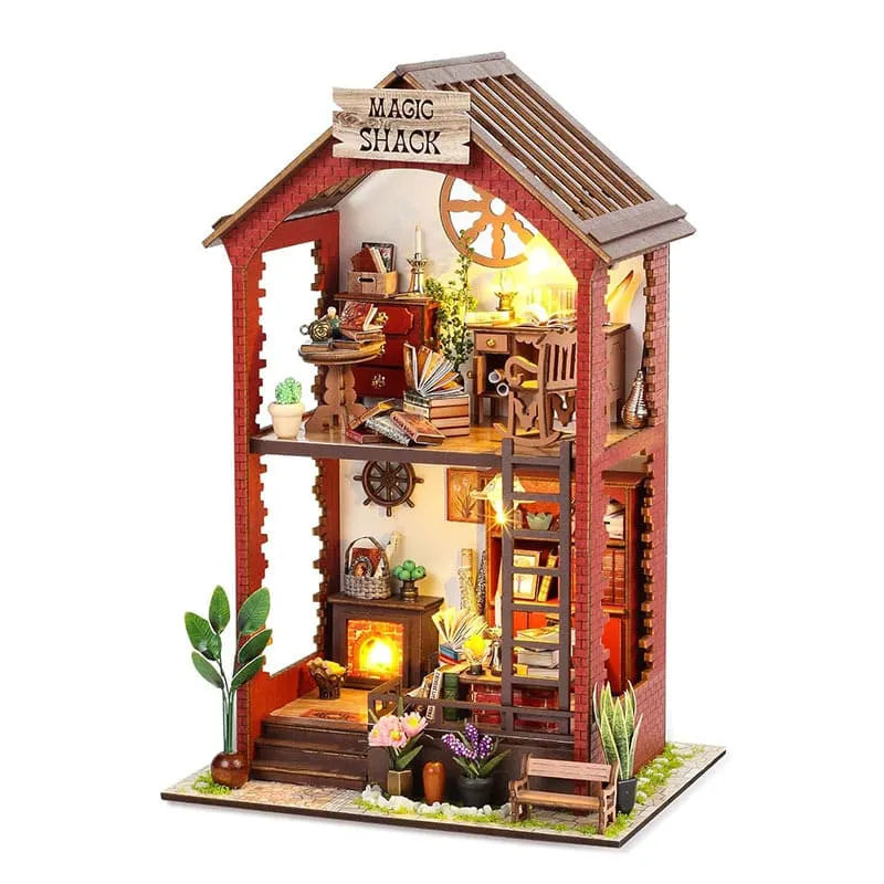 Kit de casa de munecas de madera en miniatura Magic Shack