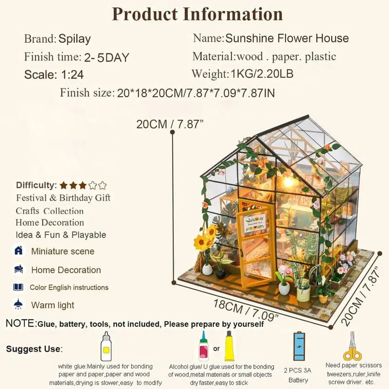 by craftoyx DIY Miniature House Kit Details Sunshine Flower House