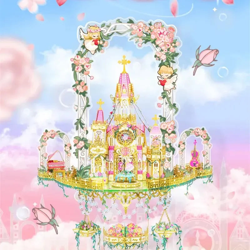 by craftoyx Rose Castle Metal Puzzle Assembled Display