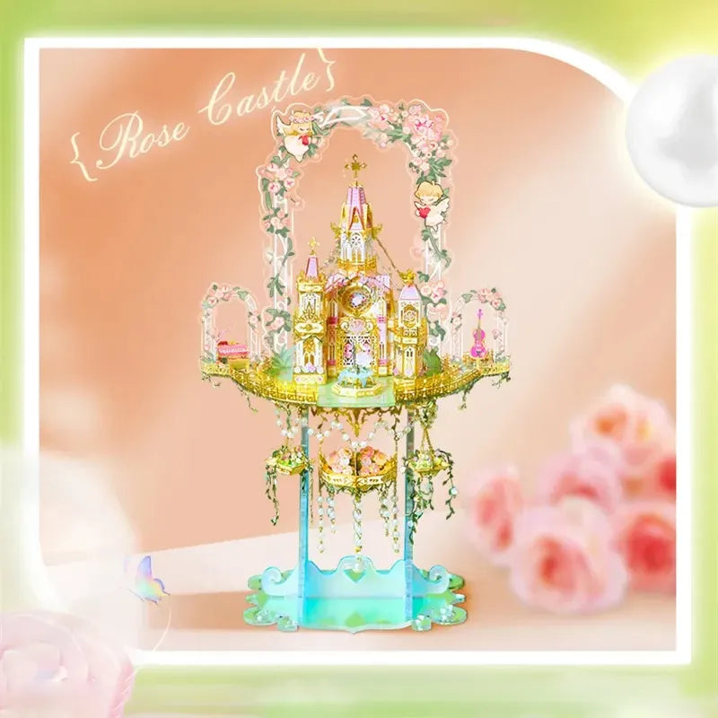by craftoyx Rose Castle Metal Puzzle Whimsical Romance