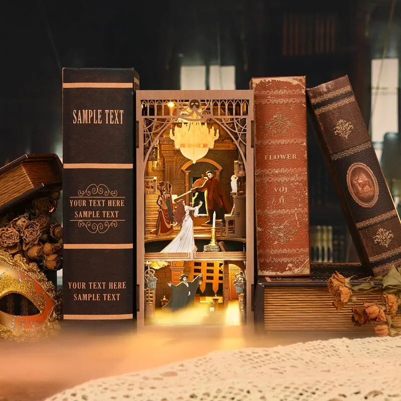 Kit de rincón de libros con luz LED, Kit de casa de muñecas en Kit de rincón de libros con luz LED, Kit de casa de muñecas en