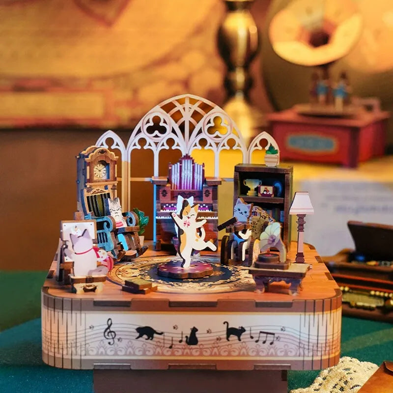by craftoyx creative room decor cats family concert music box