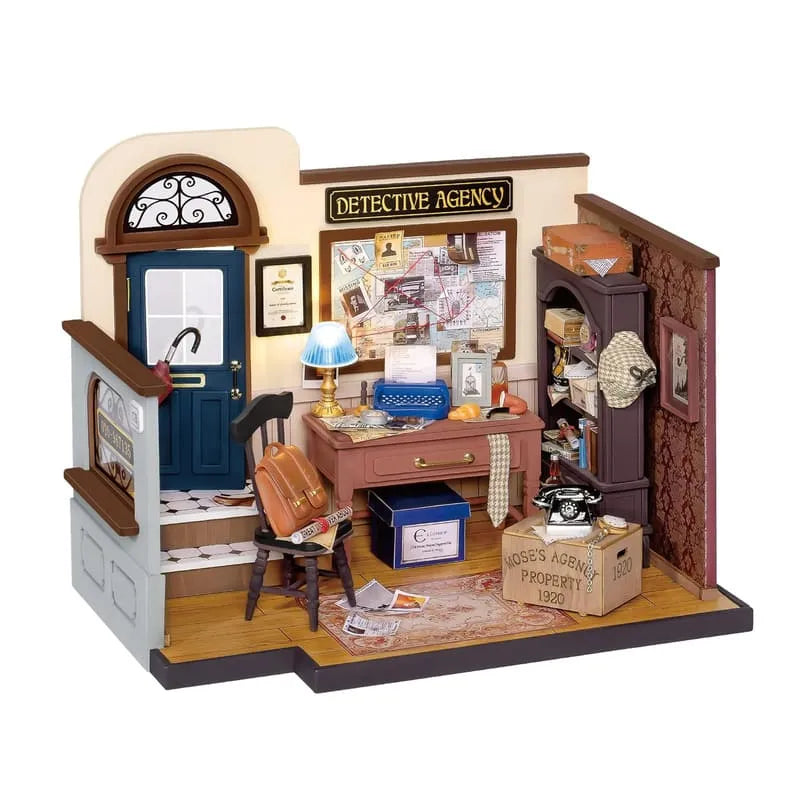 by craftoyx miniature detective office model kit moses agency full display