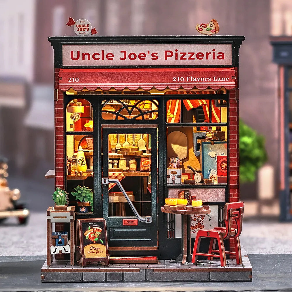 Miniature House Kit - Uncle Joe's Pizzeria overall view with detailed scenery