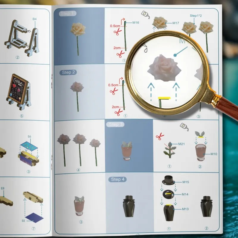 Contents of the Miniature Haus - The Last Drop with accessories and manual