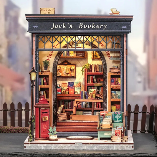 Miniature House Kit - Jack's Bookery overall view with detailed scenery