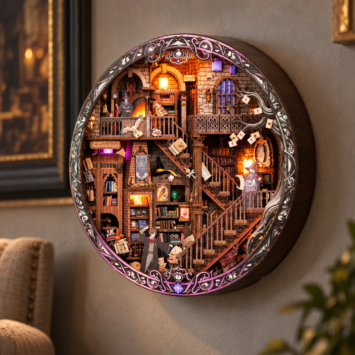 3D Shadow Box Diorama - Magic Library