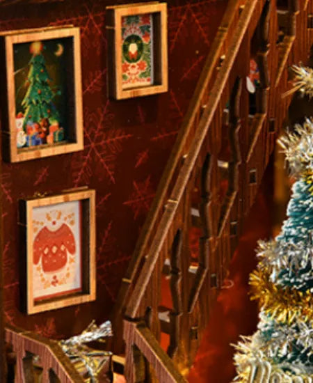 Close-up view of a decorative element in the Book Nook - Christmas Shop with fine details