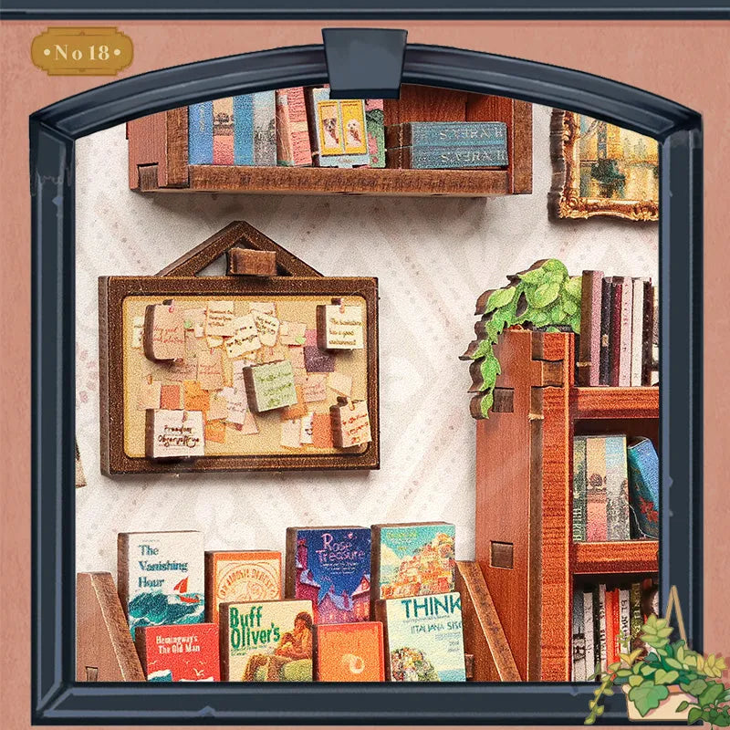 Close-up view of a decorative element in the Miniature House Kit - Jack's Bookery with fine details
