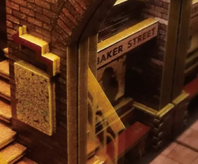 Close-up view of a decorative element in the 3D Puzzle Night Light - Detective Station with fine details