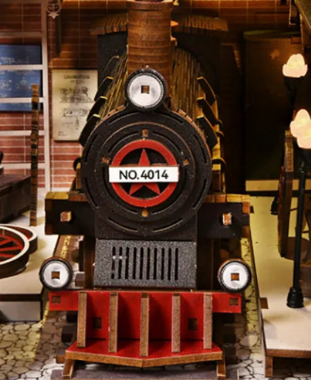 Close-up view of a decorative element in the Book Nook - Train Repair Station with fine details
