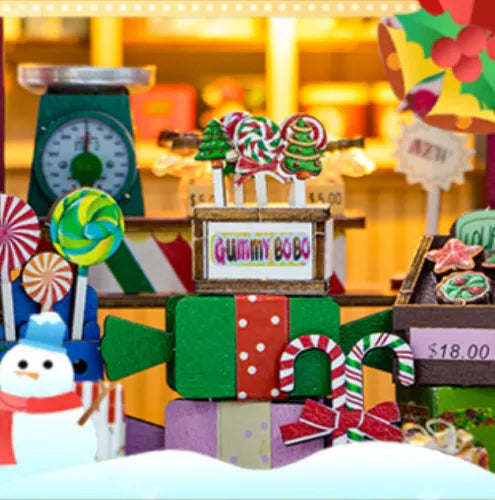 Close-up view of a decorative element in the Miniature House Kit - Candy House with fine details