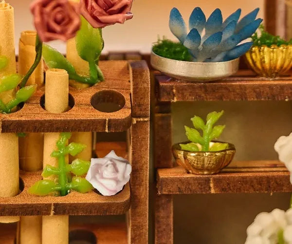Close-up view of a decorative element in the Miniature House - Blossomary Atelier with fine details