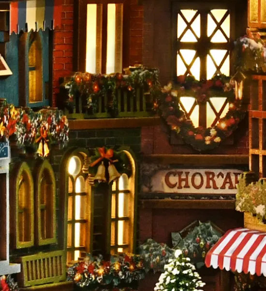 Close-up view of a decorative element in the Book Nook - Christmas Street Corner with fine details