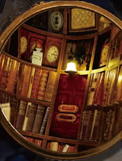 Close-up view of a decorative element in the Book Nook - Falling Library with fine details