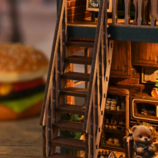 Close-up view of a decorative element in the Miniature House Kit - Bear Restaurant with fine details
