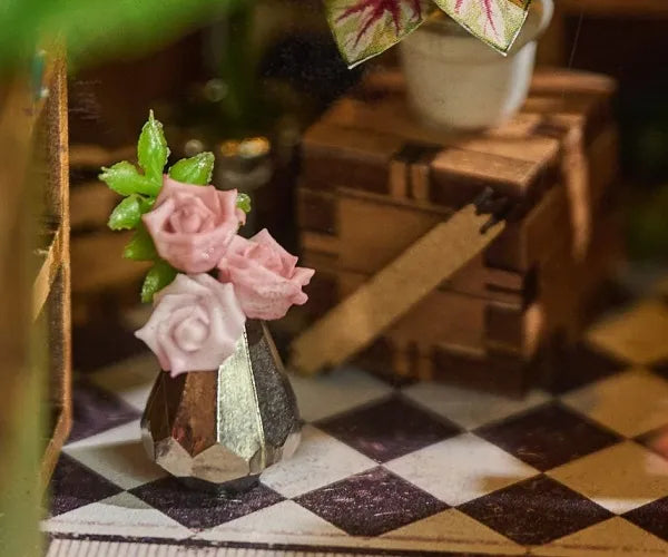 Close-up view of a decorative element in the Miniature House - Blossomary Atelier with fine details