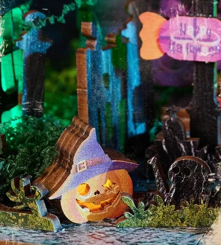 Close-up view of a decorative element in the Miniature House Kit - Halloween Night with fine details