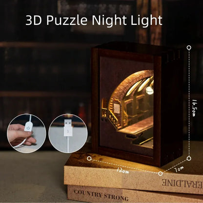 3D Puzzle Night Light - Detective Station with detailed dimensions