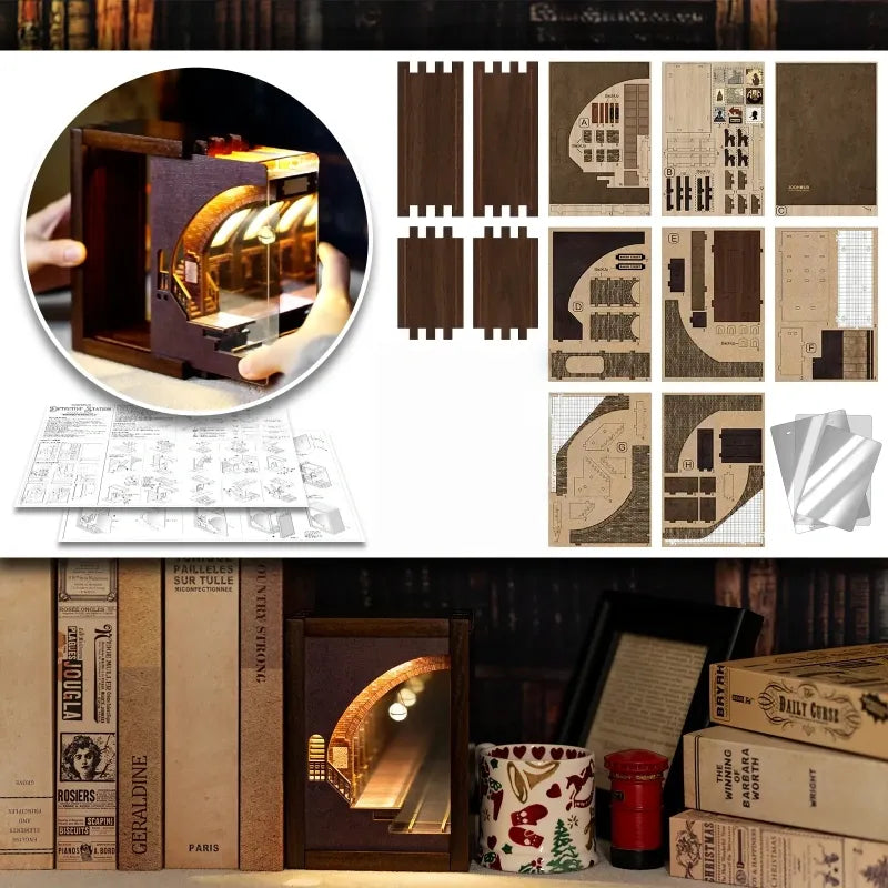 Components of the 3D Puzzle Night Light - Detective Station