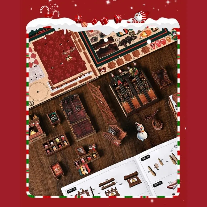Close-up of the Book Nook - Christmas Shop with rich detailing