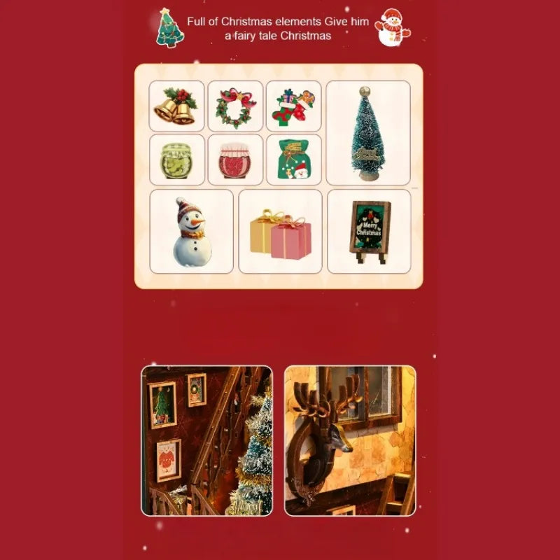 Close-up of the Book Nook - Christmas Shop with rich detailing