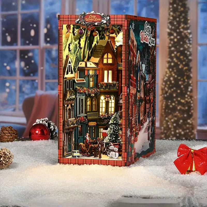 Side view of the Book Nook - Christmas Street Corner with clearly visible elements
