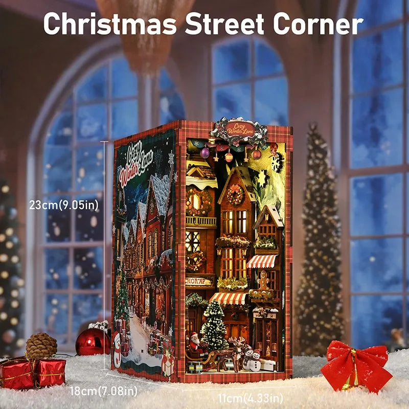 Book Nook - Christmas Street Corner with detailed dimensions