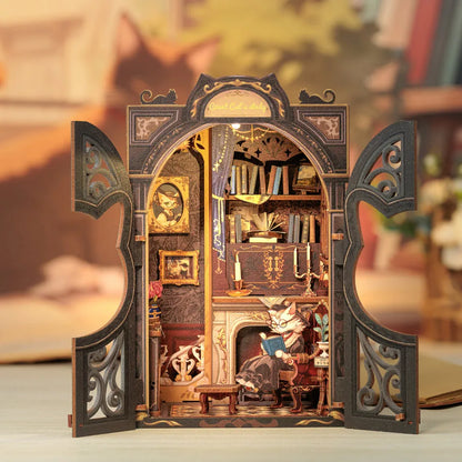 Book Nook Kit | Count Cat's Study overall view with detailed scenery