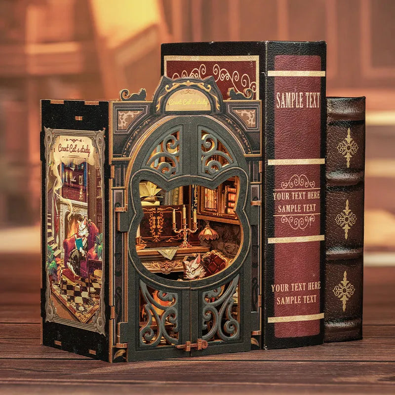 Book Nook Kit | Count Cat's Study decoratively placed on a desk