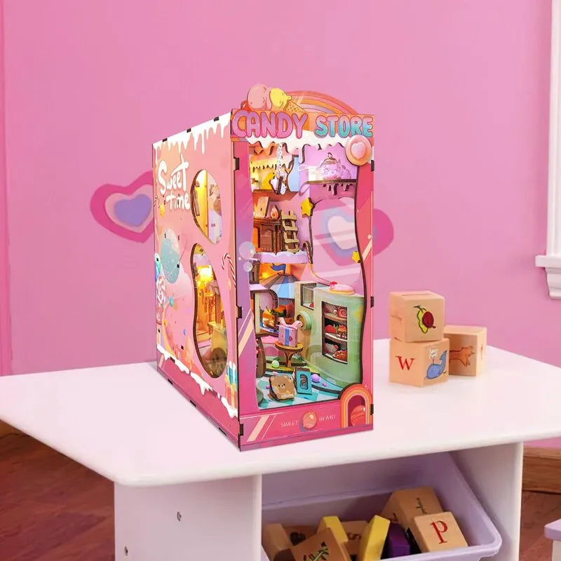 Candy Store: Whimsical Wooden LED Diorama Book Nook Kit-CraftoyX