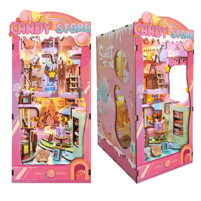 Candy Store: Whimsical Wooden LED Diorama Book Nook Kit-CraftoyX