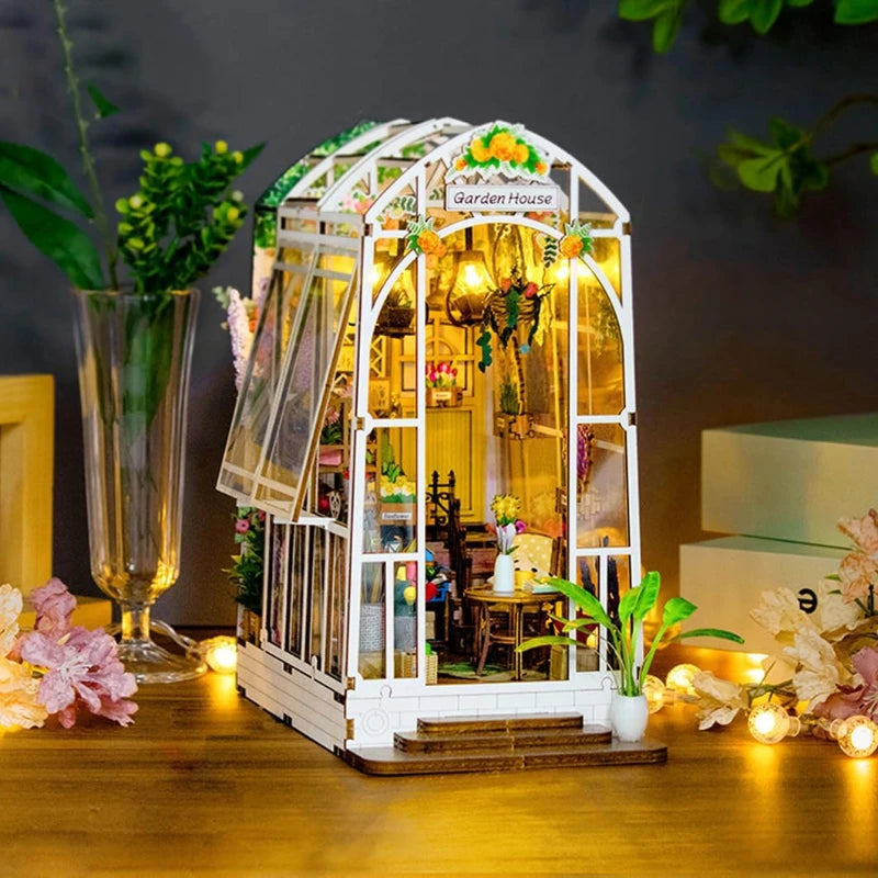 Garden House: Nature Diorama Floral Miniature Scene LED Book Nook Kit-CraftoyX