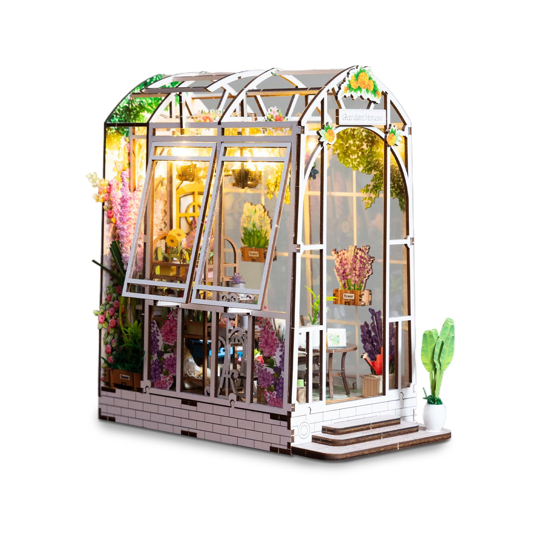 Garden House: Nature Diorama Floral Miniature Scene LED Book Nook Kit-CraftoyX