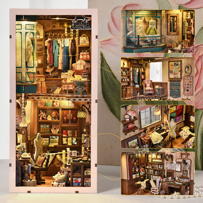 Nahaufnahme des Book Nook - Sewing Room mit reichhaltigen Details