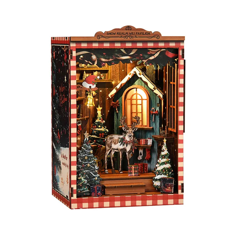 Book Nook - Snow Realm Pavilion overall view with precisely cut wooden parts and high-quality craftsmanship
