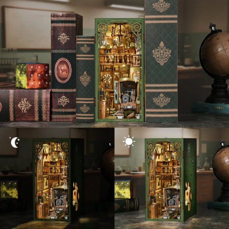 Eigenschaften des Book Nook - The Radium Lady wie hochwertige Materialien und LED-Lichter