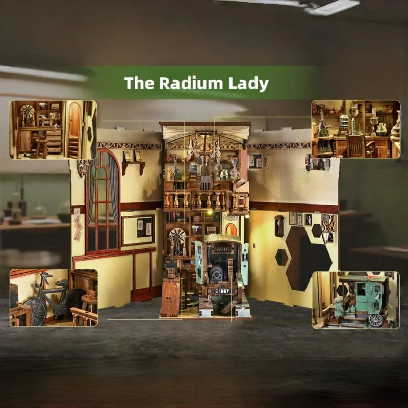 Nahaufnahme des Book Nook - The Radium Lady mit reichhaltigen Details