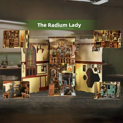 Nahaufnahme des Book Nook - The Radium Lady mit reichhaltigen Details