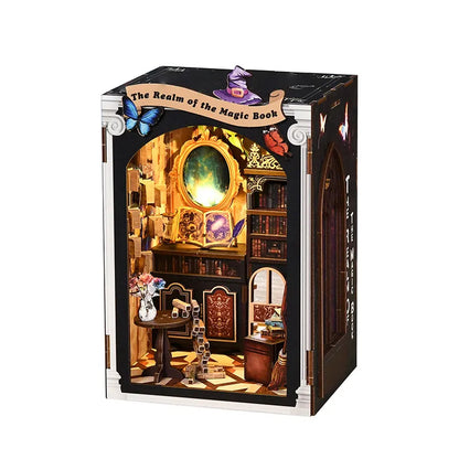 Book Nook - The Realm Of The Magic Book overall view with precisely cut wooden parts and high-quality craftsmanship