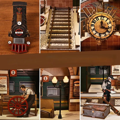 Close-up view of a decorative element in the Book Nook - Train Repair Station with fine details