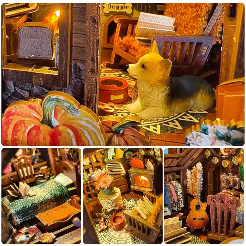 Close-up view of a decorative element in the Book Nook Kit | Twilight Cottage with fine details