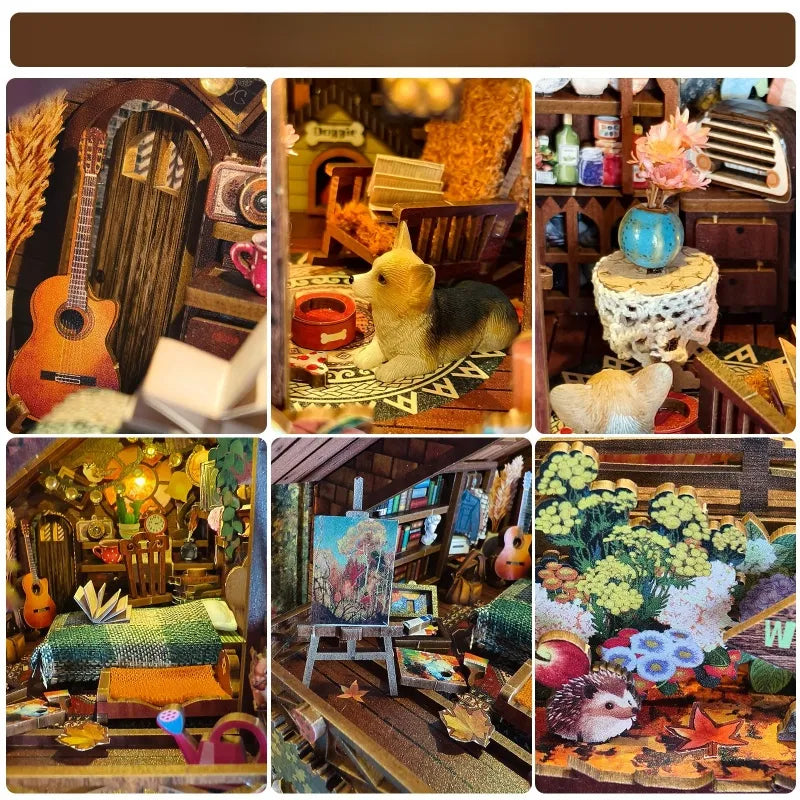 Close-up view of a decorative element in the Book Nook Kit | Twilight Cottage with fine details