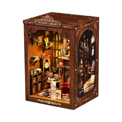 Book Nook - Twilight Library overall view with precisely cut wooden parts and high-quality craftsmanship